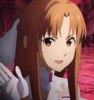 🖐 Asuna Yuuki Sword Art Online Anime, Sword Art Online, Asuna, Postać, Manga, Dziewczyna, Uśmiechnięta telegram sticker