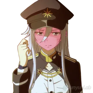 😰 Anime, Gadis, Seragam militer, Topi, Karakter telegram sticker