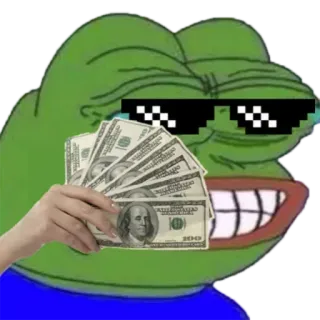 🤑 Pepe 페페 더 프로그, 돈, 현금, 달러, 부 telegram sticker