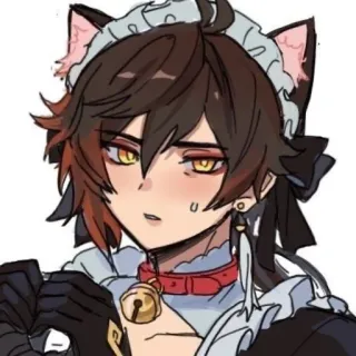😾 Anime, Orecchie da gatto, Cameriera, Maschio, Carino telegram sticker