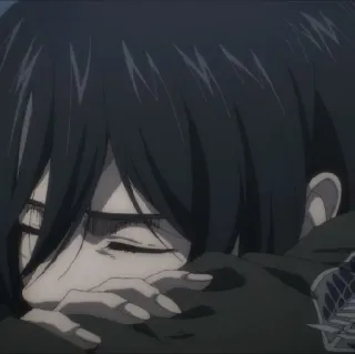 😌 Mikasa Ackerman Attack on Titan Anime, Manga, Triste, Pleurs, Mikasa, L'Attaque des Titans, SNK whatsapp sticker