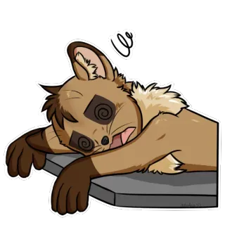 😫 Cartone animato, Animale, Esausto, Stordito, Stanco, Dormire, Volpe, Pigro whatsapp sticker