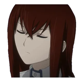 🤨 Kurisu Makise Steins;Gate аниме, женщина, рыжие волосы, учёный, серьёзная, девушка telegram sticker