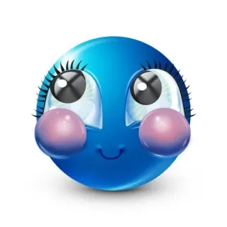 🌟 Emoji, Kawaii, Schattig, Blauw, Digitale kunst, Blozen whatsapp sticker