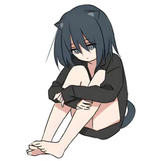 😔 Anime, Cô gái, Mèo, Buồn, Phim hoạt hình, Hình minh họa, Dễ thương telegram sticker