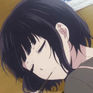 🖇 animé, endormi, fille, personnage, fatigué, allongé telegram sticker