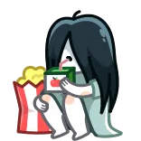 🍿 幽灵, 恐怖, 电影, 卡通, 爆米花, 角色 telegram sticker