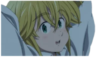 🙂 Meliodas Seven Deadly Sins อนิเมะ, ผมบลอนด์, ยิ้ม, มีความสุข, น่ารัก telegram sticker