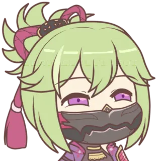 😶 Kuki Shinobu Genshin Impact anime, video game, Kuki Shinobu, Genshin Impact, chibi, character whatsapp sticker