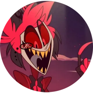 🤔 Alastor Hazbin Hotel Kartun, Setan, Merah, Tersenyum, Hotel, Karakter telegram sticker