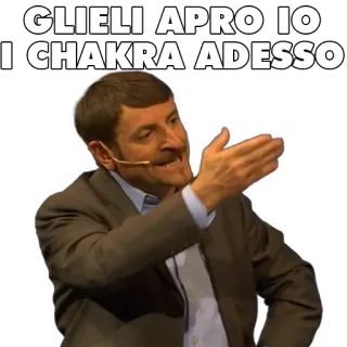 👊 GLIELI APRO IO I CHAKRA ADESSO chakras, italien, pointant, homme, costume whatsapp sticker