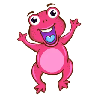 🐸 青蛙, 粉色, 动物, 卡通, 快乐, 可爱 telegram sticker