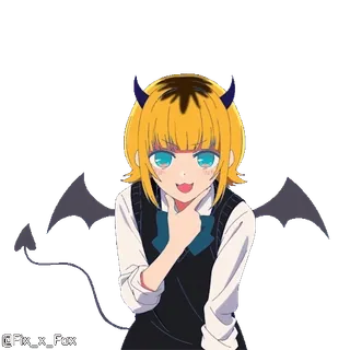 😈 @FIX_X_FOX アニメ, 悪魔, 悪魔, 女の子, 翼, 尻尾, ポートレート telegram sticker