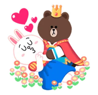 😘 Brown Bear Ours brun, Line Friends, Cony, Câlin, Amour, Romance whatsapp sticker