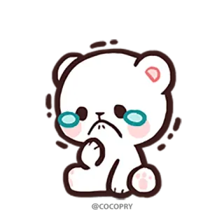 😢 ours, mignon, triste, pleure, dessin animé, animal whatsapp sticker