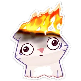 😶 Katze, Feuer, Brennend, Tier, Aufkleber telegram sticker