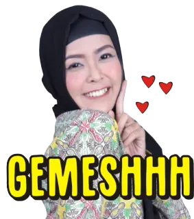 😍 GEMESHHH Frau, Hijab, Lächeln, Herzen, niedlich, Indonesisch whatsapp sticker
