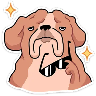 ⭐ chien, lunettes de soleil, cool, animal, animal de compagnie, dessin animé, bouledogue telegram sticker