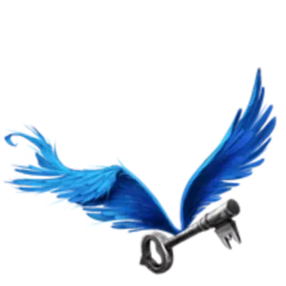 🎾 key, wings, flying, blue, vintage, antique telegram sticker