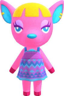🦌 Deirdre Animal Crossing Animal Crossing, Deirdre, Hirsch, rosa, Videospiel, süß, Cartoon telegram sticker