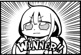 👍 WINNER!! Animé, Dessin animé, Gagnant, Célébration, Manga, Mignon whatsapp sticker