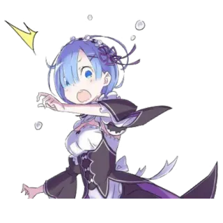 😱 Rem Re:Zero anime, maid, cute, shocked, blue hair whatsapp sticker