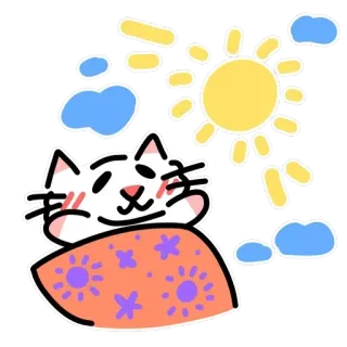 🌅 gatto, carino, sole, nuvole, coperta, dormire, kawaii telegram sticker