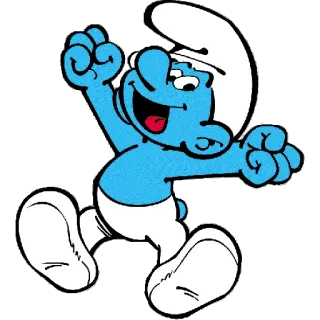 😀 Smurf การ์ตูน, สเมิร์ฟ, สีฟ้า, มีความสุข, ตัวละคร whatsapp sticker