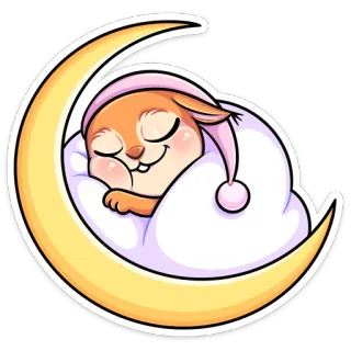 😴 dormindo, lua, coelho, noite, sonolento, fofo telegram sticker