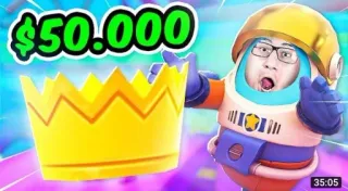 🌟 $50.000 money, crown, game, fall guys, video game telegram sticker