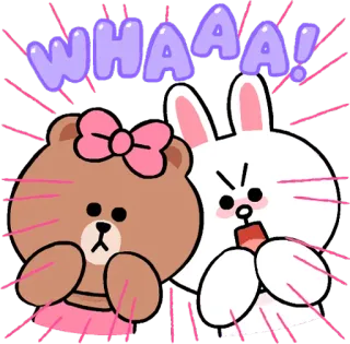 😯 WHAAA! Dibujos animados, Oso, Conejo, Pegatina, Lindo, Exclamación whatsapp sticker