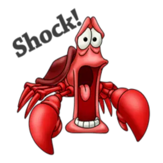 😧 Sebastian Shock! crabe, choqué, dessin animé, Disney, la petite sirène telegram sticker