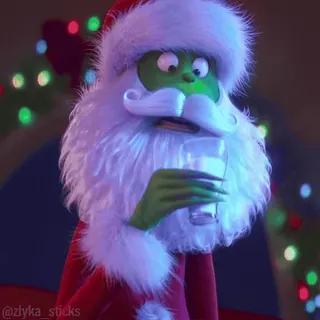 🥛 Grinch @zlyka_sticks กริ๊นช์, คริสต์มาส, ซานต้า, การ์ตูน, วันหยุด, รื่นเริง whatsapp sticker
