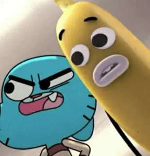 😄 Gumball The Amazing World of Gumball cartoon, animation, funny, banana, Gumball, The Amazing World of Gumball whatsapp sticker