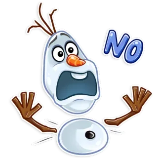 😧 Olaf Frozen NO オラフ, アナと雪の女王, ディズニー, アニメ, 雪だるま, いいえ telegram sticker