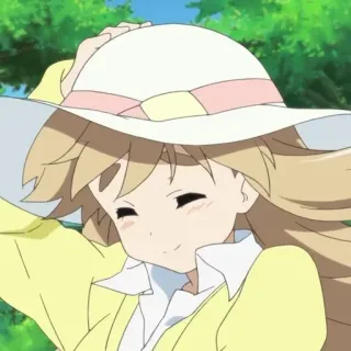 ☁️ Аниме, Девушка, Шляпа, Светлые Волосы, Милый, Мультфильм telegram sticker