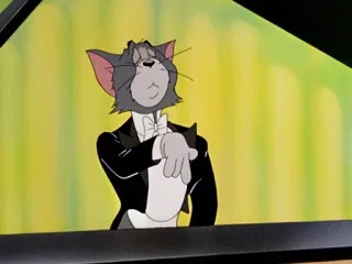 🧐 Tom Tom and Jerry cat, cartoon, music, piano, character, formal, tuxedo telegram sticker