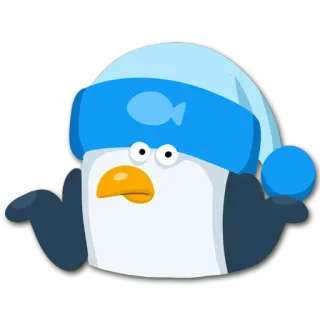 😕 penguin, cartoon, sleep cap, confused, cute, animal, bird telegram sticker