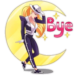 👋 Bye 女人, 月亮, 帽子, 问候, 再见 telegram sticker