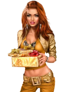 🎁 mujer, regalos, regalos, pelirroja, glamour, brillante, hermosa telegram sticker