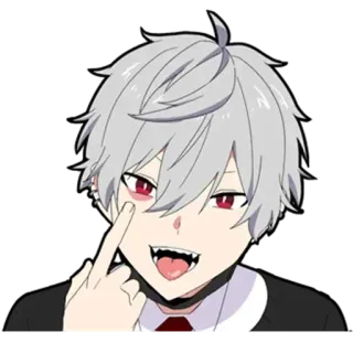 😜 애니메이션, 뱀파이어, 가운데 손가락, 불쾌한 제스처, 이모, 만화 telegram sticker