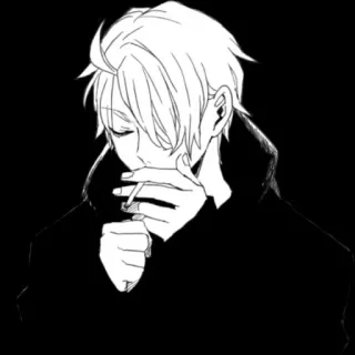 🚬 Anime, Fumar, Cigarrillo, Blanco y negro, Dibujo, Ilustración telegram sticker