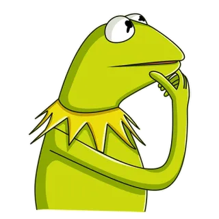 🤔 Kermit Kermit the Frog, Muppet, thinking, pondering, green frog, Jim Henson telegram sticker