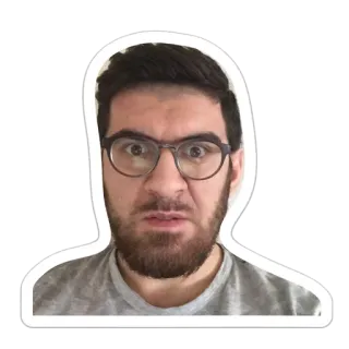 😡 homme, portrait, visage, lunettes, expression, barbe whatsapp sticker