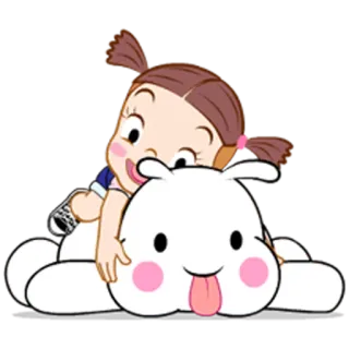 😛 Mädchen, Hund, Cartoon, süß, entzückend, verspielt telegram sticker