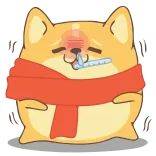 🤧 dog, sick, cold, flu, thermometer, scarf telegram sticker