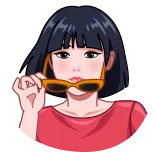 🤨 Anime, Lunettes de soleil, Femme, Fille, Portrait, Dessin animé, Avatar whatsapp sticker