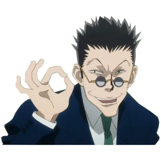 👌 Leorio Hunter x Hunter anime, character, glasses, suit, leorio, hunter x hunter, hand gesture telegram sticker