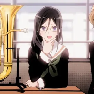 🍭 anime, girl, tuba, music, band, glasses whatsapp sticker
