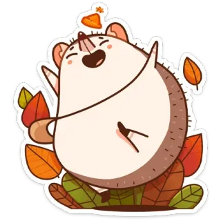 🎉 igel, herbst, blätter, tier, cartoon, aufkleber, süß telegram sticker